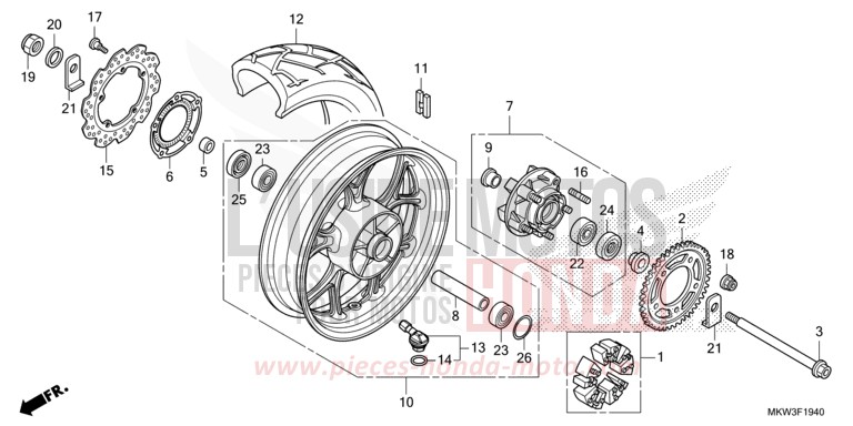 ROUE ARRIERE von NC750X DCT GLINT WAVE BLUE METALLIC (B197) von 2021
